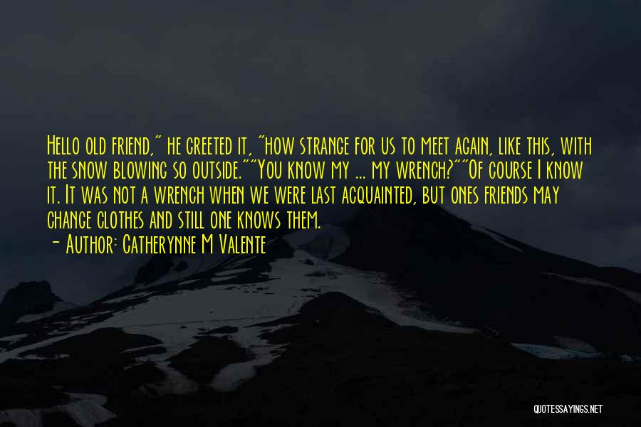 Catherynne M Valente Quotes: Hello Old Friend, He Greeted It, How Strange For Us To Meet Again, Like This, With The Snow Blowing So