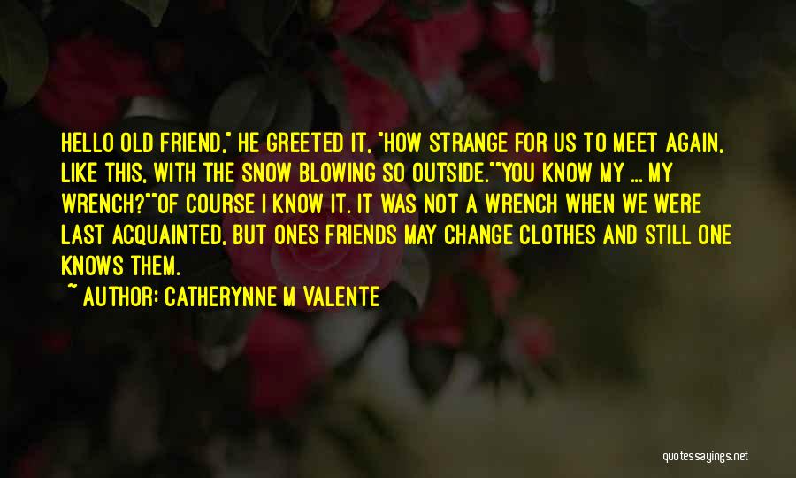 Catherynne M Valente Quotes: Hello Old Friend, He Greeted It, How Strange For Us To Meet Again, Like This, With The Snow Blowing So