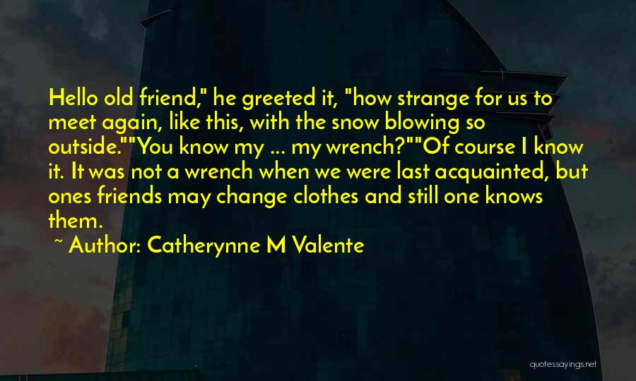 Catherynne M Valente Quotes: Hello Old Friend, He Greeted It, How Strange For Us To Meet Again, Like This, With The Snow Blowing So