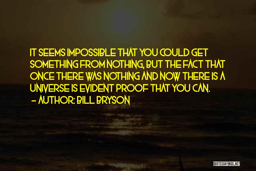 Bill Bryson Quotes: It Seems Impossible That You Could Get Something From Nothing, But The Fact That Once There Was Nothing And Now