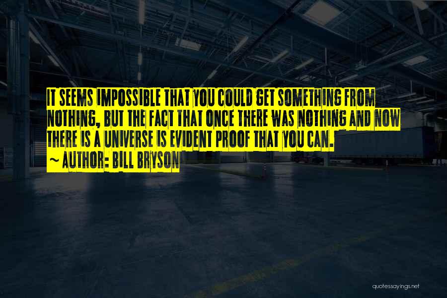 Bill Bryson Quotes: It Seems Impossible That You Could Get Something From Nothing, But The Fact That Once There Was Nothing And Now