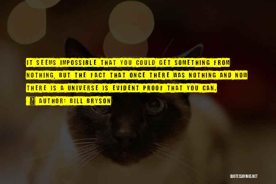 Bill Bryson Quotes: It Seems Impossible That You Could Get Something From Nothing, But The Fact That Once There Was Nothing And Now