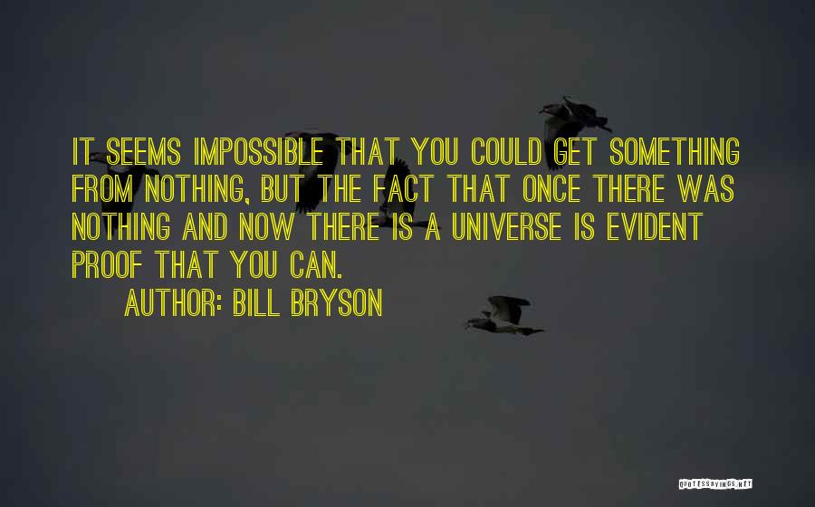 Bill Bryson Quotes: It Seems Impossible That You Could Get Something From Nothing, But The Fact That Once There Was Nothing And Now