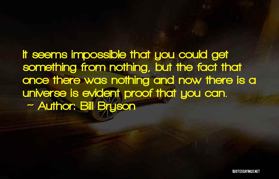 Bill Bryson Quotes: It Seems Impossible That You Could Get Something From Nothing, But The Fact That Once There Was Nothing And Now