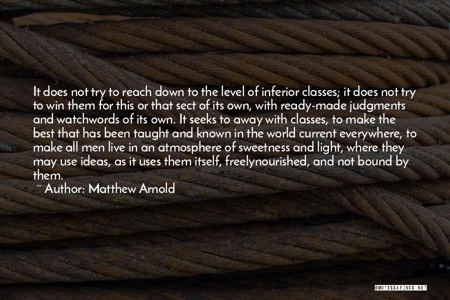 Matthew Arnold Quotes: It Does Not Try To Reach Down To The Level Of Inferior Classes; It Does Not Try To Win Them