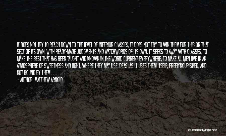 Matthew Arnold Quotes: It Does Not Try To Reach Down To The Level Of Inferior Classes; It Does Not Try To Win Them