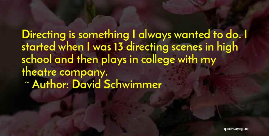 David Schwimmer Quotes: Directing Is Something I Always Wanted To Do. I Started When I Was 13 Directing Scenes In High School And