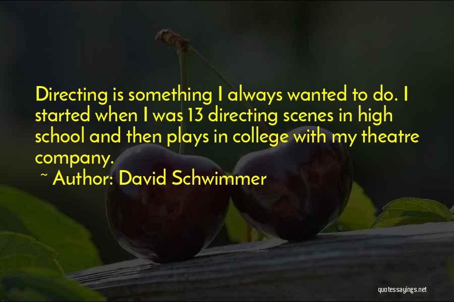 David Schwimmer Quotes: Directing Is Something I Always Wanted To Do. I Started When I Was 13 Directing Scenes In High School And