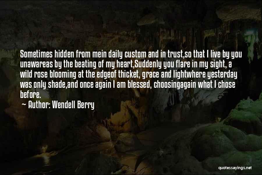 Wendell Berry Quotes: Sometimes Hidden From Mein Daily Custom And In Trust,so That I Live By You Unawareas By The Beating Of My