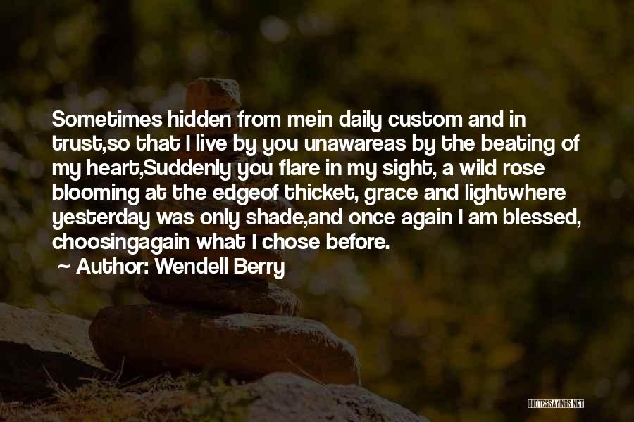 Wendell Berry Quotes: Sometimes Hidden From Mein Daily Custom And In Trust,so That I Live By You Unawareas By The Beating Of My