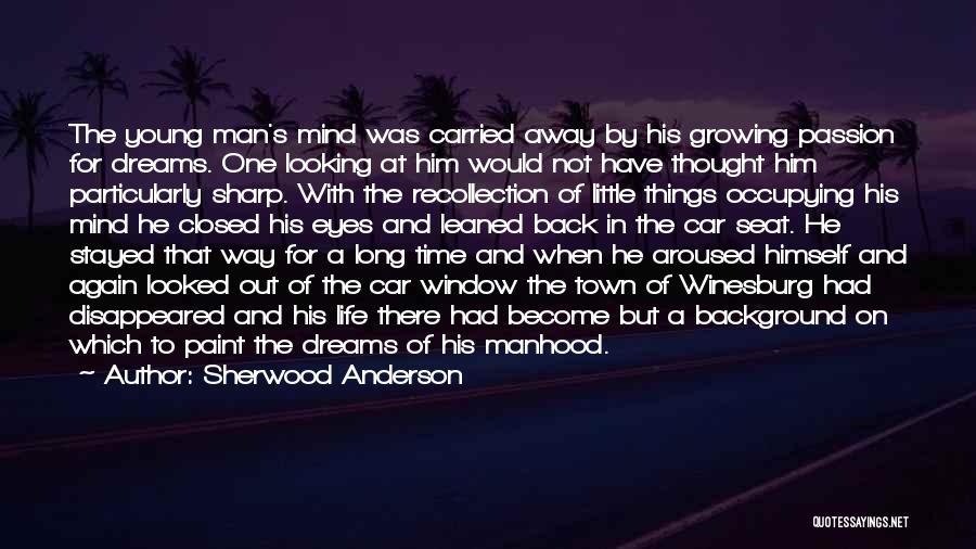 Sherwood Anderson Quotes: The Young Man's Mind Was Carried Away By His Growing Passion For Dreams. One Looking At Him Would Not Have