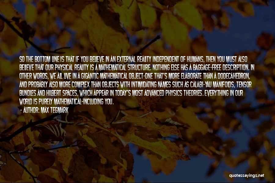 Max Tegmark Quotes: So The Bottom Line Is That If You Believe In An External Reality Independent Of Humans, Then You Must Also