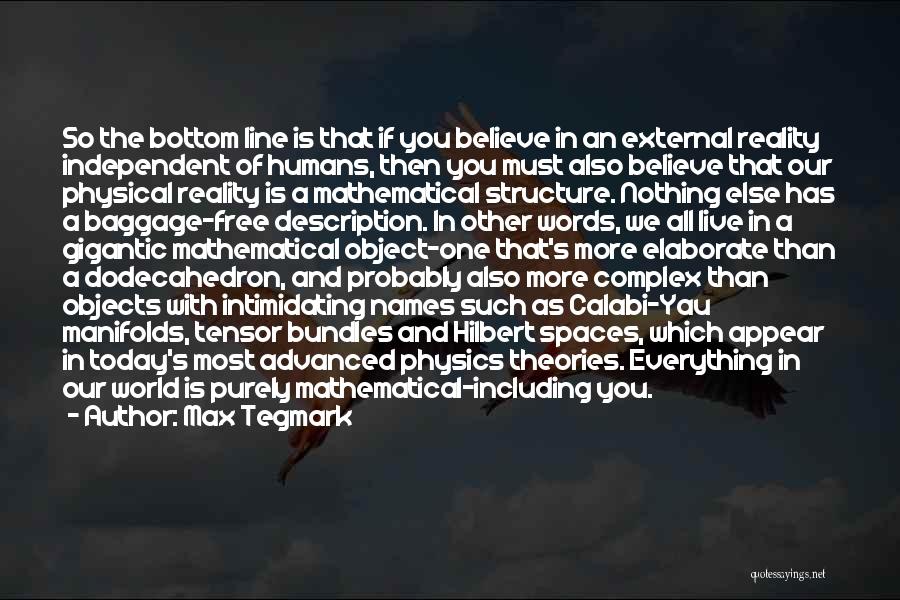 Max Tegmark Quotes: So The Bottom Line Is That If You Believe In An External Reality Independent Of Humans, Then You Must Also