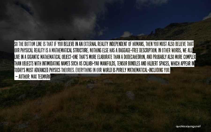 Max Tegmark Quotes: So The Bottom Line Is That If You Believe In An External Reality Independent Of Humans, Then You Must Also
