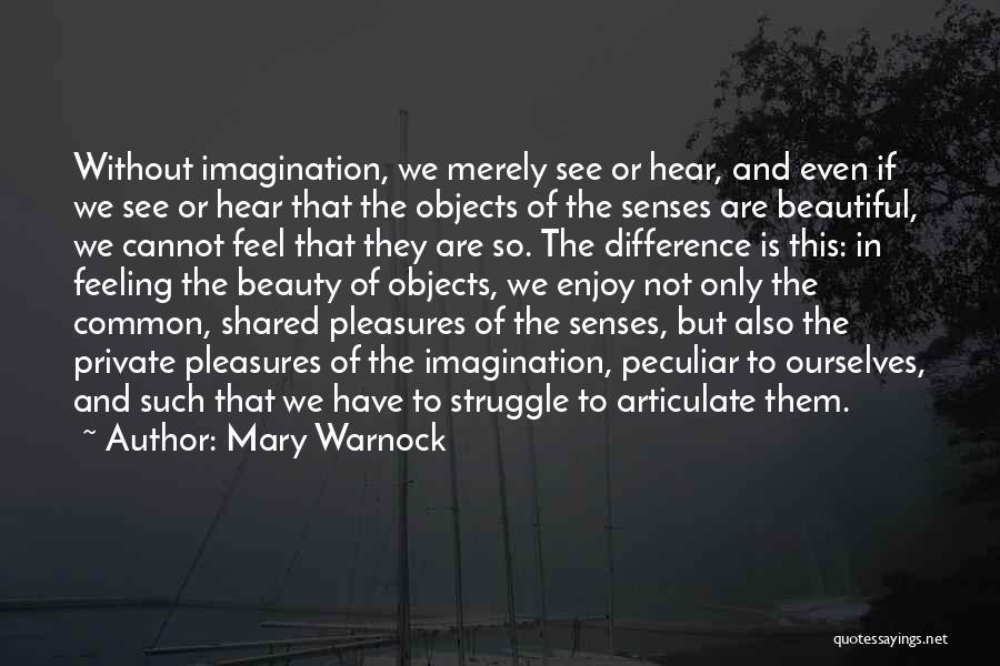 Mary Warnock Quotes: Without Imagination, We Merely See Or Hear, And Even If We See Or Hear That The Objects Of The Senses