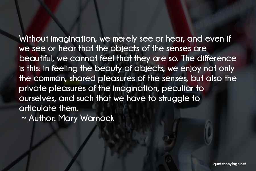 Mary Warnock Quotes: Without Imagination, We Merely See Or Hear, And Even If We See Or Hear That The Objects Of The Senses