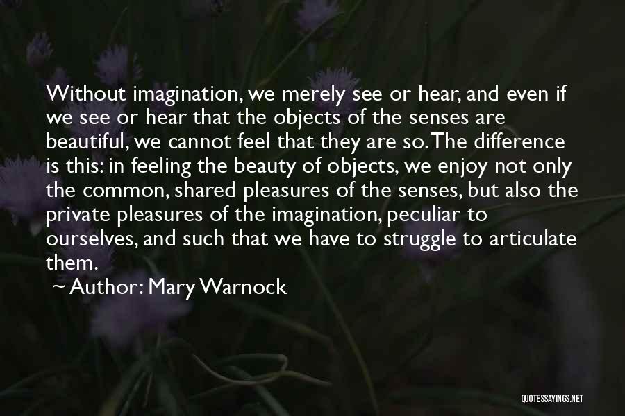 Mary Warnock Quotes: Without Imagination, We Merely See Or Hear, And Even If We See Or Hear That The Objects Of The Senses