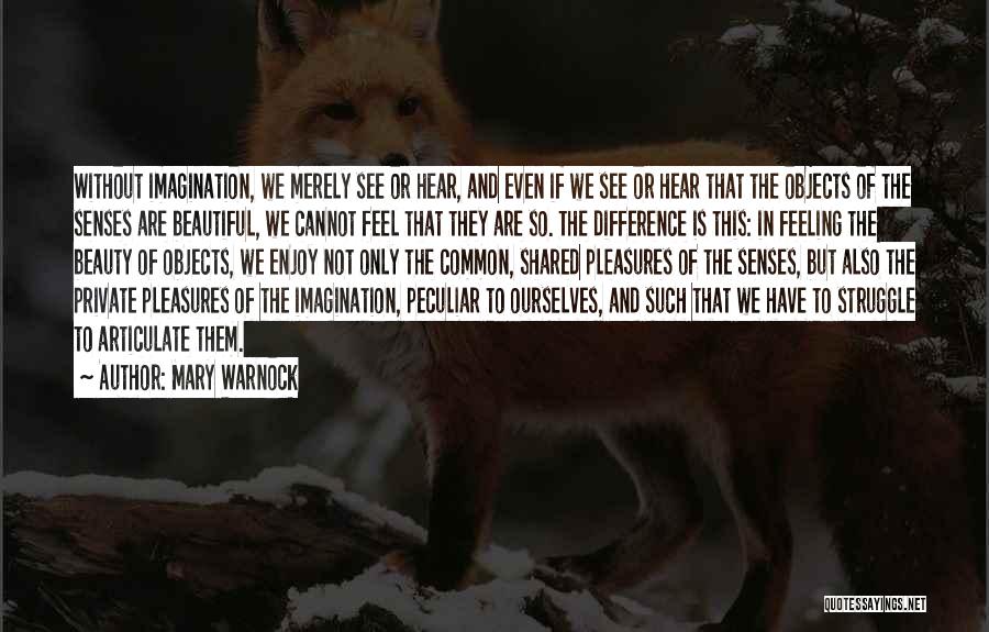 Mary Warnock Quotes: Without Imagination, We Merely See Or Hear, And Even If We See Or Hear That The Objects Of The Senses