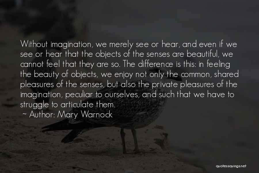 Mary Warnock Quotes: Without Imagination, We Merely See Or Hear, And Even If We See Or Hear That The Objects Of The Senses