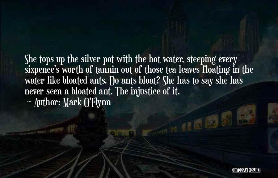 Mark O'Flynn Quotes: She Tops Up The Silver Pot With The Hot Water, Steeping Every Sixpence's Worth Of Tannin Out Of Those Tea