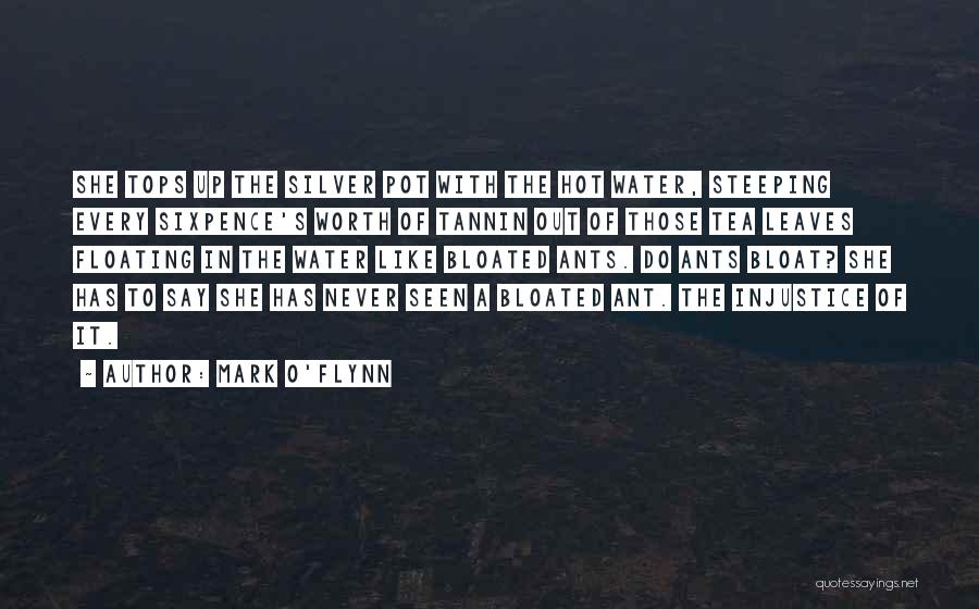 Mark O'Flynn Quotes: She Tops Up The Silver Pot With The Hot Water, Steeping Every Sixpence's Worth Of Tannin Out Of Those Tea