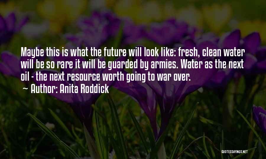 Anita Roddick Quotes: Maybe This Is What The Future Will Look Like: Fresh, Clean Water Will Be So Rare It Will Be Guarded