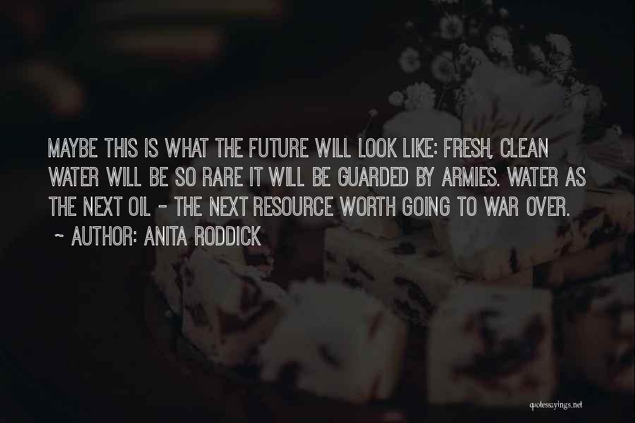 Anita Roddick Quotes: Maybe This Is What The Future Will Look Like: Fresh, Clean Water Will Be So Rare It Will Be Guarded