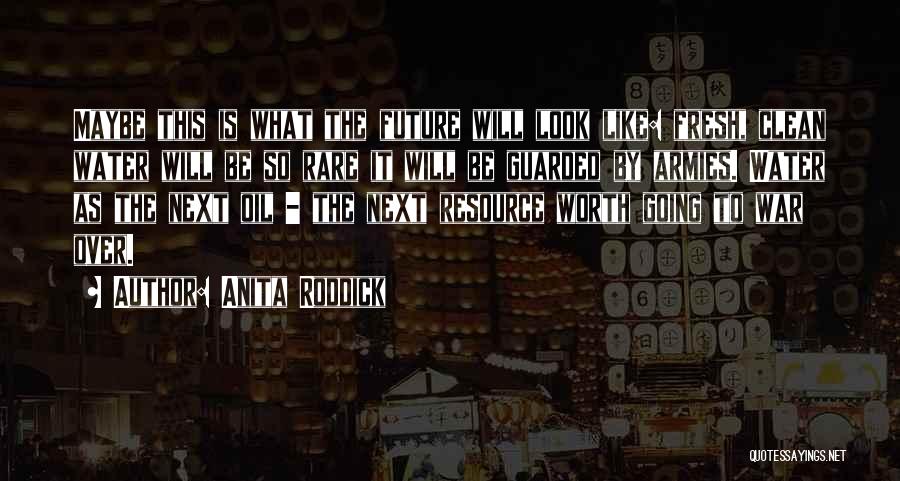Anita Roddick Quotes: Maybe This Is What The Future Will Look Like: Fresh, Clean Water Will Be So Rare It Will Be Guarded