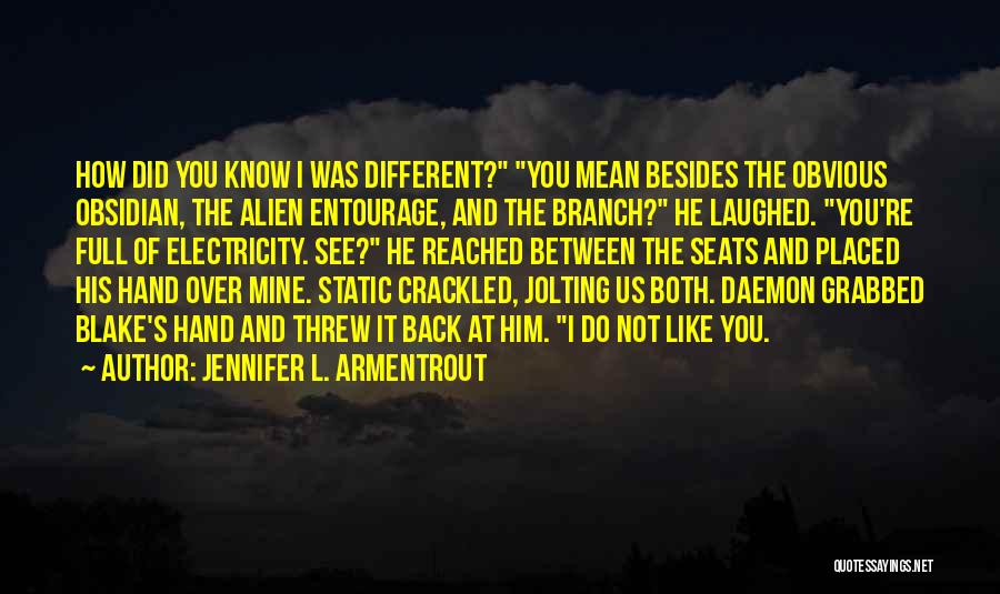 Jennifer L. Armentrout Quotes: How Did You Know I Was Different? You Mean Besides The Obvious Obsidian, The Alien Entourage, And The Branch? He