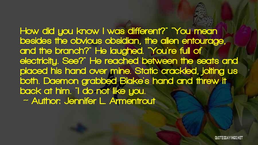 Jennifer L. Armentrout Quotes: How Did You Know I Was Different? You Mean Besides The Obvious Obsidian, The Alien Entourage, And The Branch? He