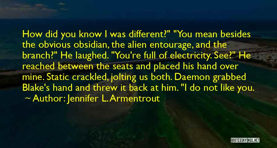 Jennifer L. Armentrout Quotes: How Did You Know I Was Different? You Mean Besides The Obvious Obsidian, The Alien Entourage, And The Branch? He