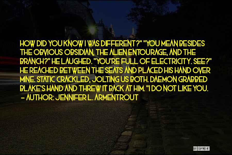 Jennifer L. Armentrout Quotes: How Did You Know I Was Different? You Mean Besides The Obvious Obsidian, The Alien Entourage, And The Branch? He