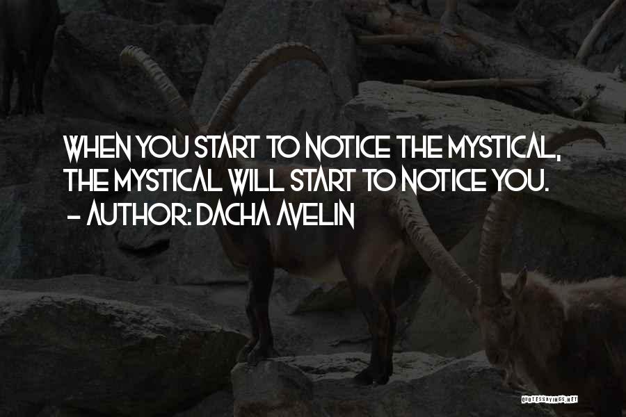 Dacha Avelin Quotes: When You Start To Notice The Mystical, The Mystical Will Start To Notice You.