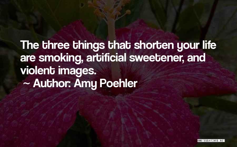 Amy Poehler Quotes: The Three Things That Shorten Your Life Are Smoking, Artificial Sweetener, And Violent Images.