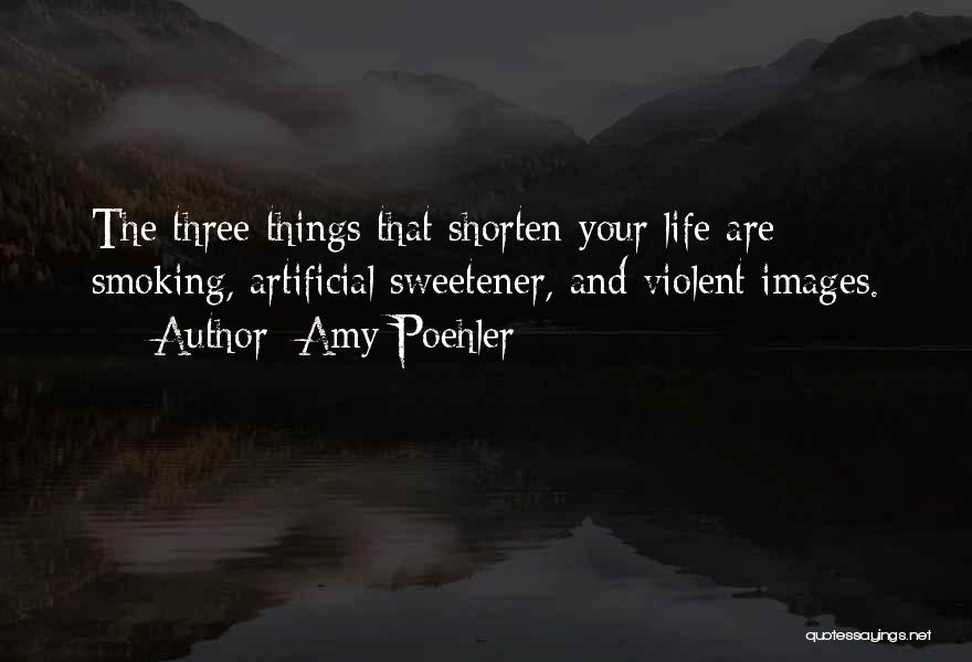 Amy Poehler Quotes: The Three Things That Shorten Your Life Are Smoking, Artificial Sweetener, And Violent Images.