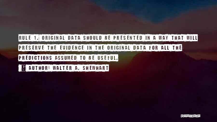 Walter A. Shewhart Quotes: Rule 1. Original Data Should Be Presented In A Way That Will Preserve The Evidence In The Original Data For