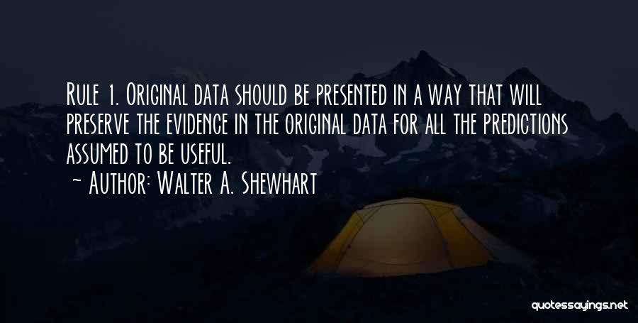 Walter A. Shewhart Quotes: Rule 1. Original Data Should Be Presented In A Way That Will Preserve The Evidence In The Original Data For