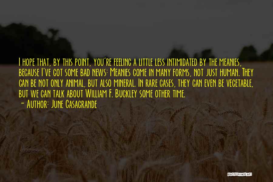 June Casagrande Quotes: I Hope That, By This Point, You're Feeling A Little Less Intimidated By The Meanies, Because I've Got Some Bad