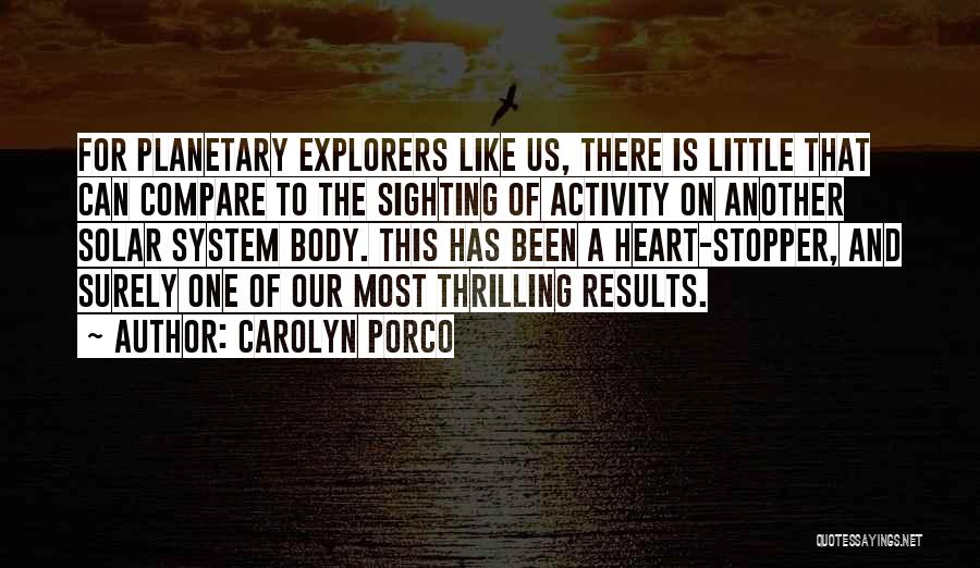 Carolyn Porco Quotes: For Planetary Explorers Like Us, There Is Little That Can Compare To The Sighting Of Activity On Another Solar System