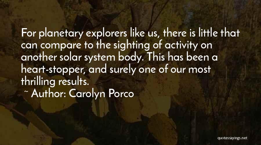 Carolyn Porco Quotes: For Planetary Explorers Like Us, There Is Little That Can Compare To The Sighting Of Activity On Another Solar System