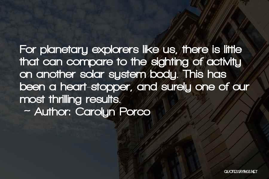 Carolyn Porco Quotes: For Planetary Explorers Like Us, There Is Little That Can Compare To The Sighting Of Activity On Another Solar System