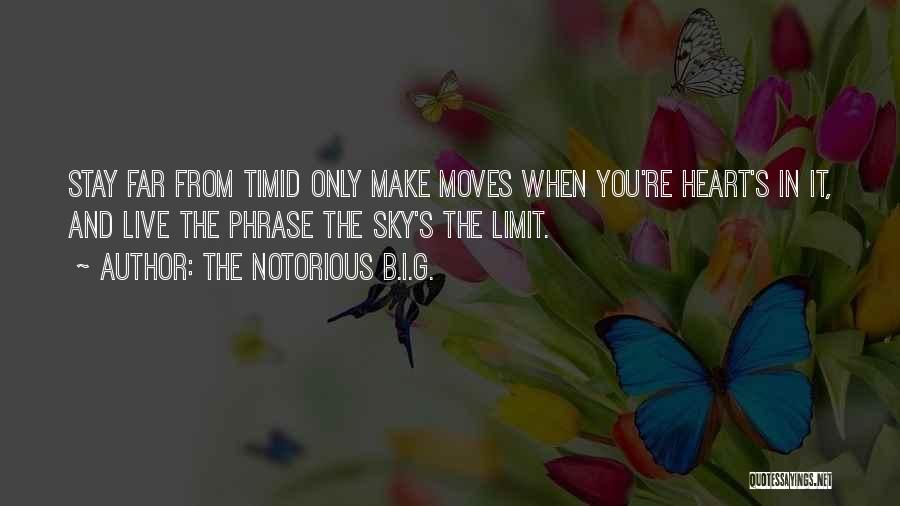 The Notorious B.I.G. Quotes: Stay Far From Timid Only Make Moves When You're Heart's In It, And Live The Phrase The Sky's The Limit.