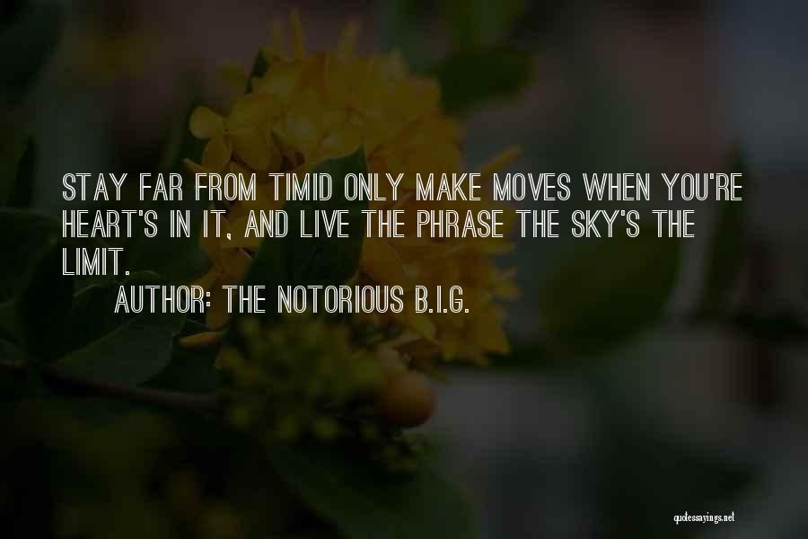 The Notorious B.I.G. Quotes: Stay Far From Timid Only Make Moves When You're Heart's In It, And Live The Phrase The Sky's The Limit.