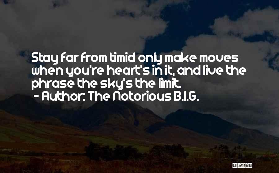 The Notorious B.I.G. Quotes: Stay Far From Timid Only Make Moves When You're Heart's In It, And Live The Phrase The Sky's The Limit.