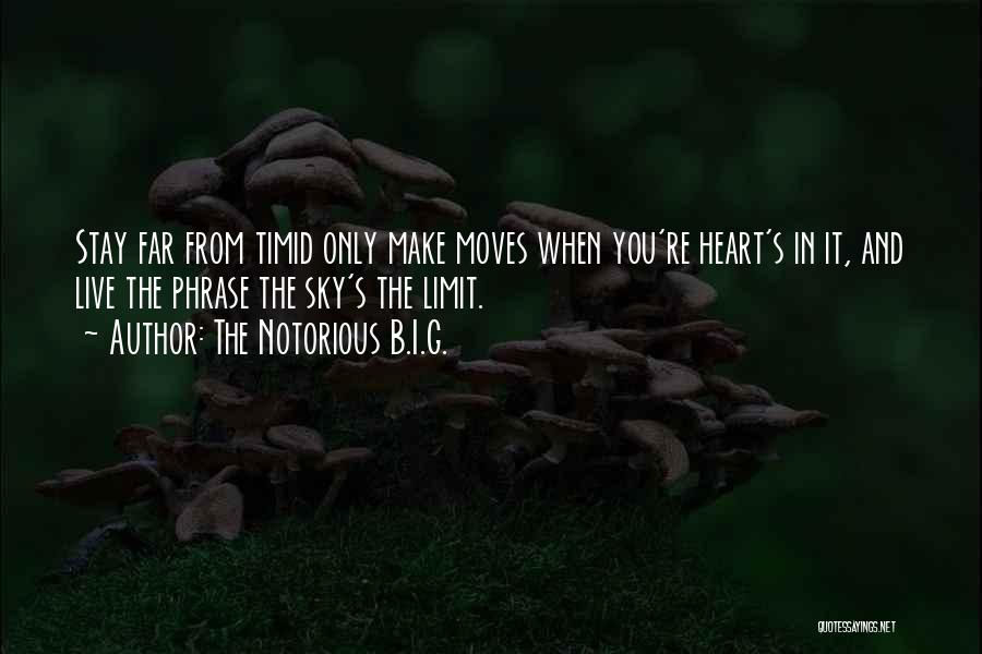 The Notorious B.I.G. Quotes: Stay Far From Timid Only Make Moves When You're Heart's In It, And Live The Phrase The Sky's The Limit.