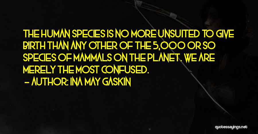 Ina May Gaskin Quotes: The Human Species Is No More Unsuited To Give Birth Than Any Other Of The 5,000 Or So Species Of