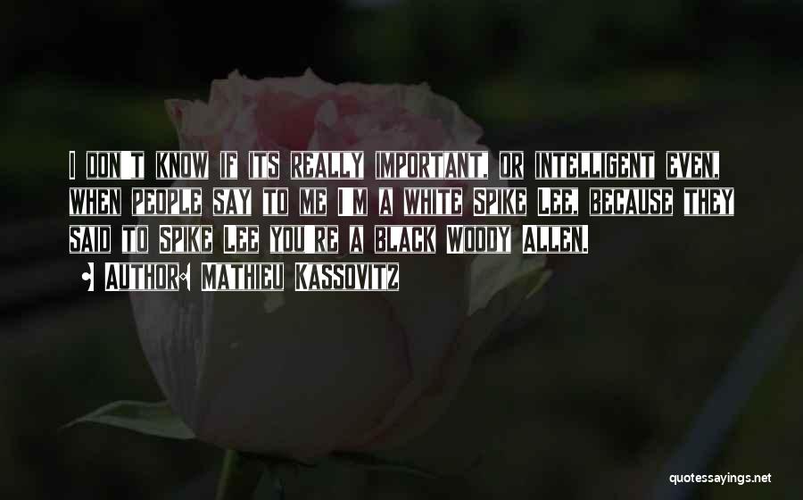 Mathieu Kassovitz Quotes: I Don't Know If Its Really Important, Or Intelligent Even, When People Say To Me I'm A White Spike Lee,