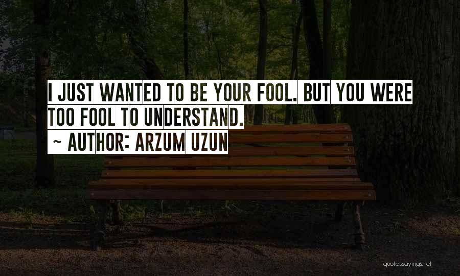 Arzum Uzun Quotes: I Just Wanted To Be Your Fool. But You Were Too Fool To Understand.