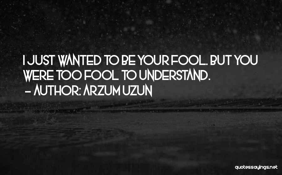 Arzum Uzun Quotes: I Just Wanted To Be Your Fool. But You Were Too Fool To Understand.