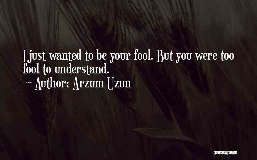 Arzum Uzun Quotes: I Just Wanted To Be Your Fool. But You Were Too Fool To Understand.